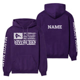 Diving Dad Horizontal Flag With Diver Name on a Hoodie with a White Graphic