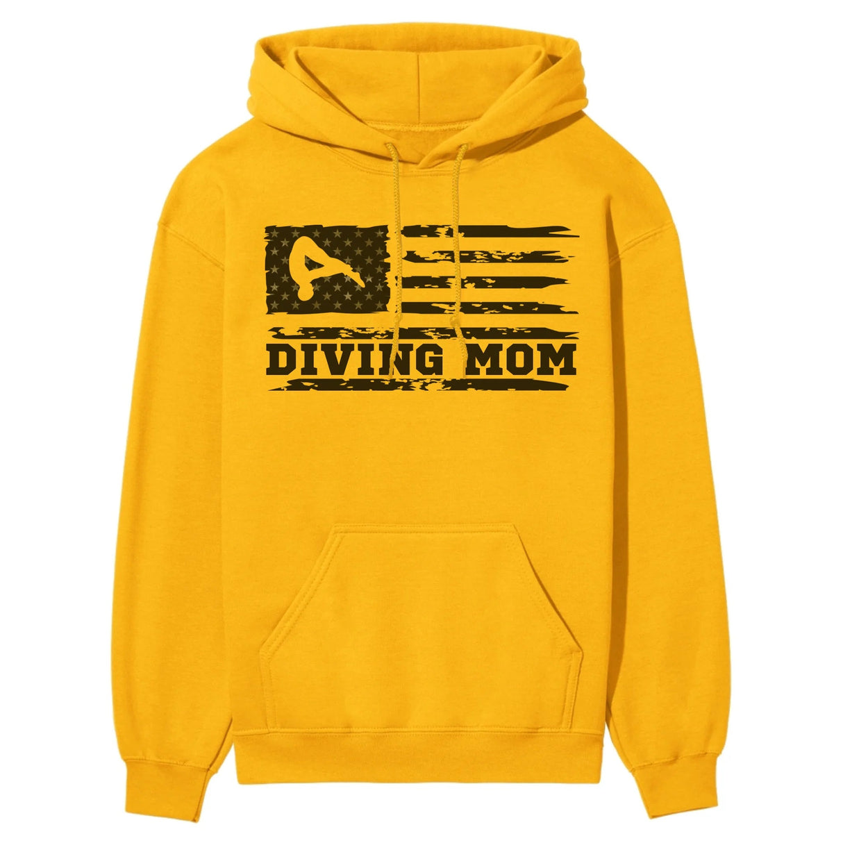 Diving Mom Horizontal Flag on a Hoodie with a Black Graphic