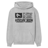 Diving Mom Horizontal Flag on a Hoodie with a Black Graphic