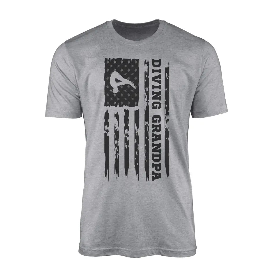 Diving Grandpa Vertical Flag on a Men's T-Shirt with a Black Graphic