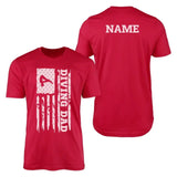 Diving Dad Vertical Flag With Diver Name on a Men's T-Shirt with a White Graphic