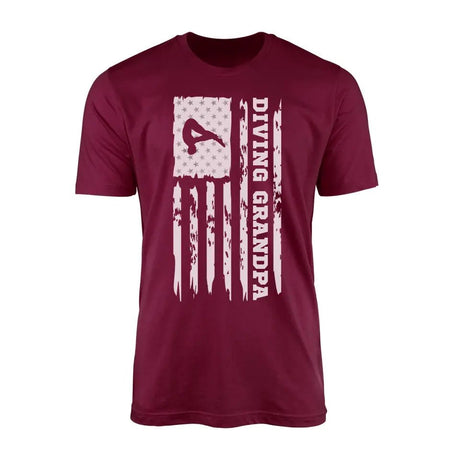Diving Grandpa Vertical Flag on a Men's T-Shirt with a White Graphic