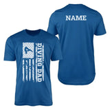 Diving Dad Vertical Flag With Diver Name on a Men's T-Shirt with a White Graphic
