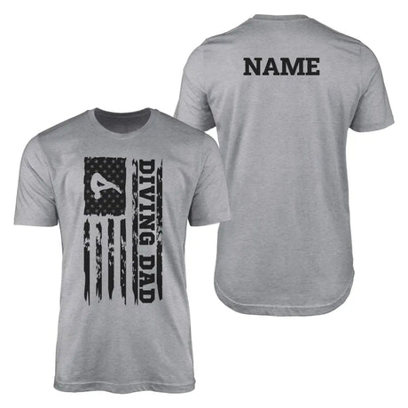 Diving Dad Vertical Flag With Diver Name on a Men's T-Shirt with a Black Graphic