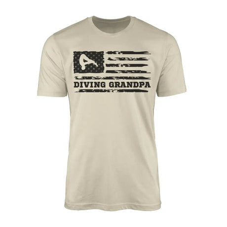 Diving Grandpa Horizontal Flag on a Men's T-Shirt with a Black Graphic
