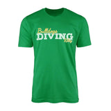 Custom Diving Mascot and Diver Name on a Men's T-Shirt with a White Graphic