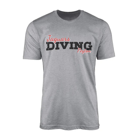 Custom Diving Mascot and Diver Name on a Men's T-Shirt with a Black Graphic