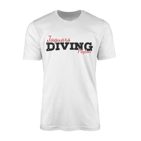 Custom Diving Mascot and Diver Name on a Men's T-Shirt with a Black Graphic