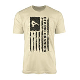Diving Grandpa Vertical Flag on a Men's T-Shirt with a Black Graphic