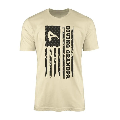 Diving Grandpa Vertical Flag on a Men's T-Shirt with a Black Graphic