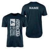 Diving Dad Vertical Flag With Diver Name on a Men's T-Shirt with a White Graphic