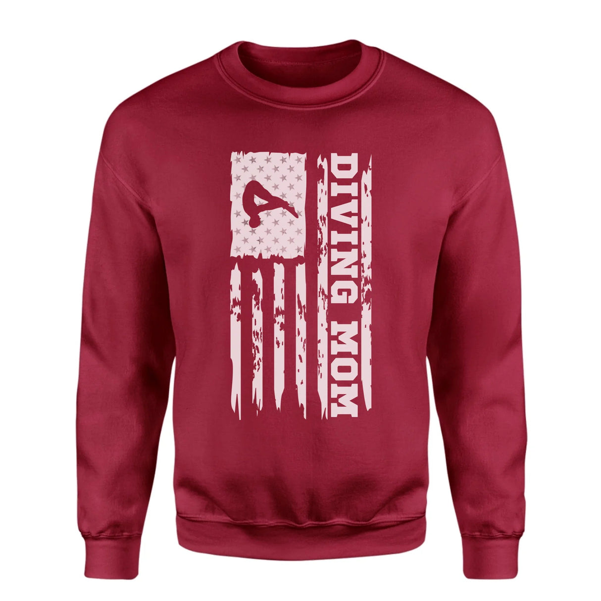 Diving Mom Vertical Flag on a Sweatshirt with a White Graphic