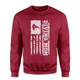Diving Mom Vertical Flag on a Sweatshirt with a White Graphic