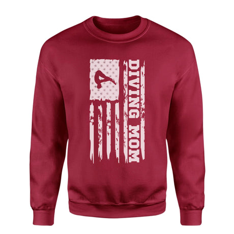 Diving Mom Vertical Flag on a Sweatshirt with a White Graphic