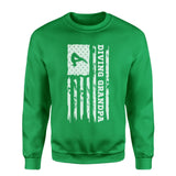 Diving Grandpa Vertical Flag on a Sweatshirt with a White Graphic