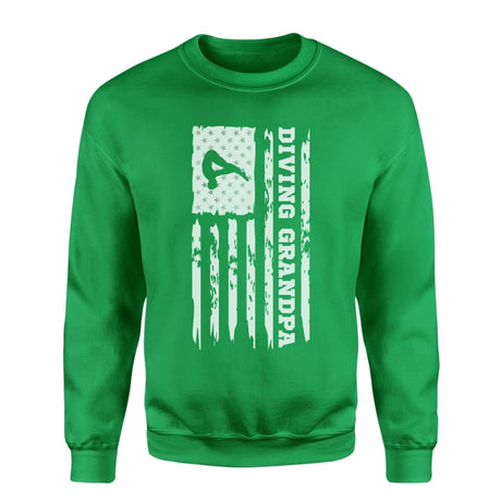 Diving Grandpa Vertical Flag on a Sweatshirt with a White Graphic
