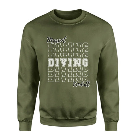 Custom Diving on a Sweatshirt With Mascot and Diver Name on a Sweatshirt