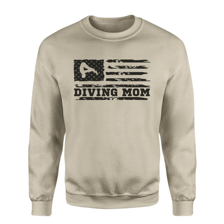 Diving Mom Horizontal Flag on a Sweatshirt with a Black Graphic