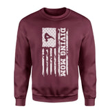Diving Mom Vertical Flag on a Sweatshirt with a White Graphic