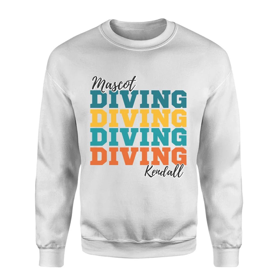 Personalized Diving Diving Diving on a Sweatshirt With Mascot and Diver Name on a Sweatshirt