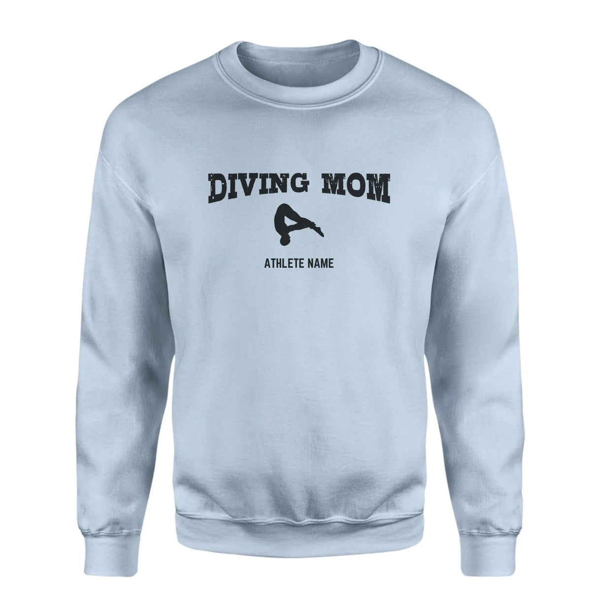 Diving Mom with Diver Icon and Diver Name on a Sweatshirt with a Black Graphic