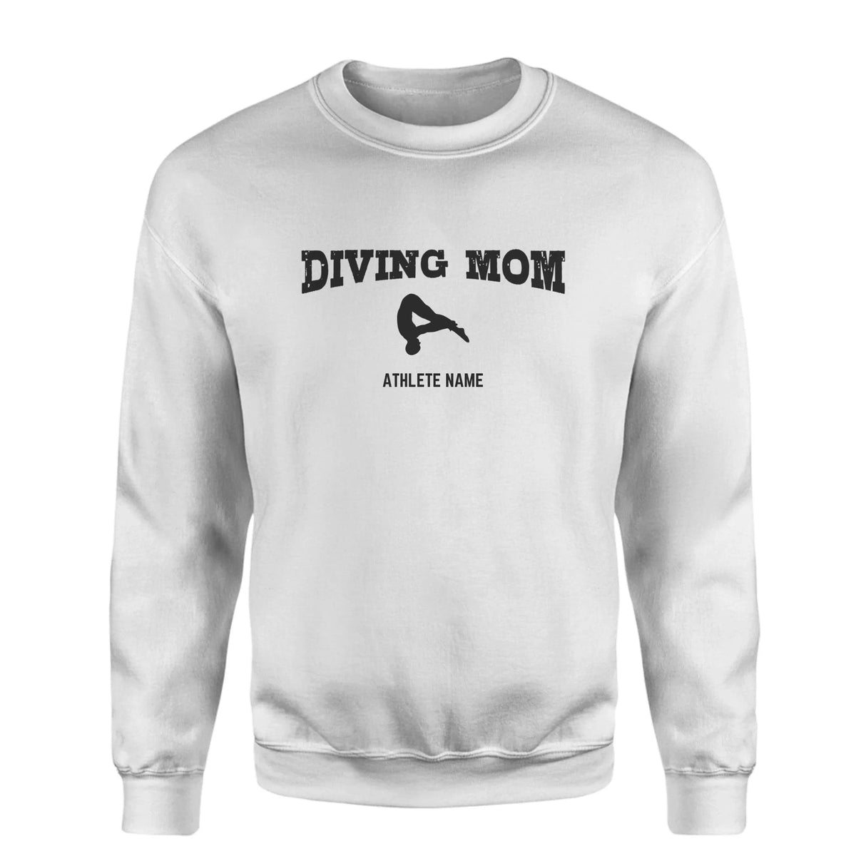 Diving Mom with Diver Icon and Diver Name on a Sweatshirt with a Black Graphic