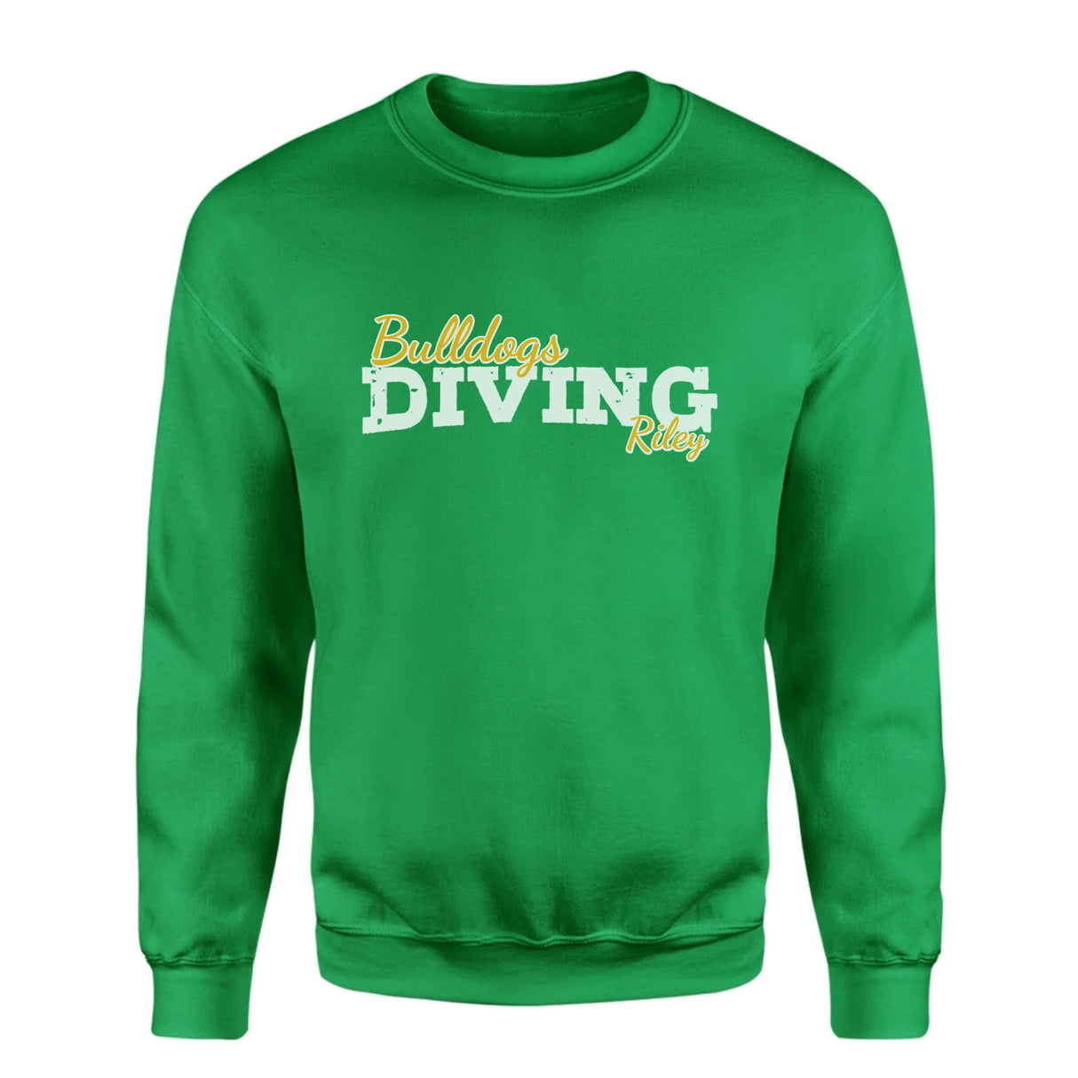 Custom Diving Mascot and Diver Name on a Sweatshirt with a White Graphic