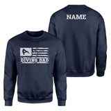 Diving Dad Horizontal Flag With Diver Name on a Sweatshirt with a White Graphic