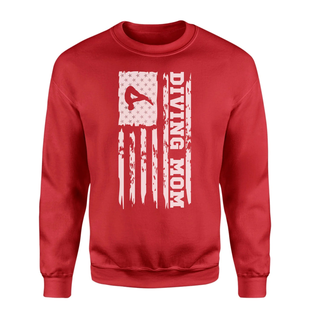 Diving Mom Vertical Flag on a Sweatshirt with a White Graphic