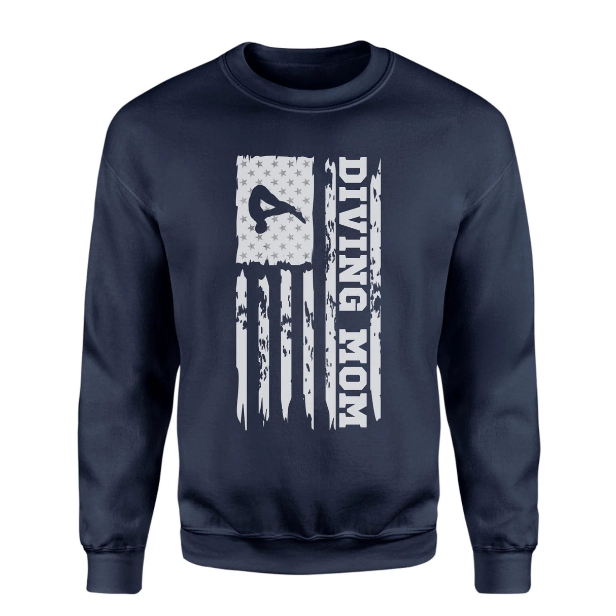 Diving Mom Vertical Flag on a Sweatshirt with a White Graphic