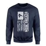 Diving Mom Vertical Flag on a Sweatshirt with a White Graphic