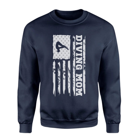 Diving Mom Vertical Flag on a Sweatshirt with a White Graphic