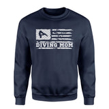 Diving Mom Horizontal Flag on a Sweatshirt with a White Graphic
