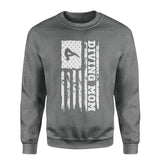 Diving Mom Vertical Flag on a Sweatshirt with a White Graphic