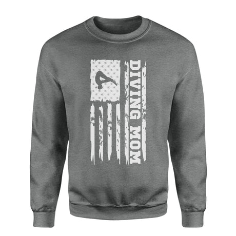 Diving Mom Vertical Flag on a Sweatshirt with a White Graphic