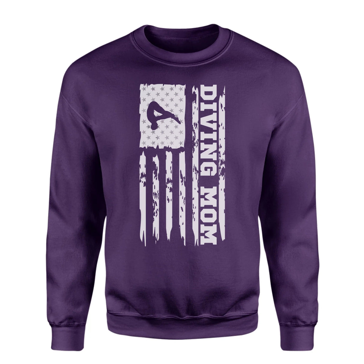 Diving Mom Vertical Flag on a Sweatshirt with a White Graphic