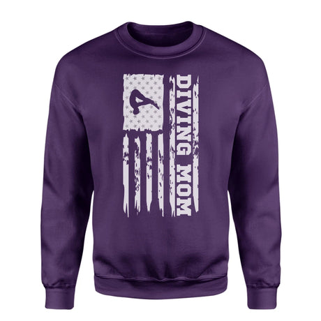 Diving Mom Vertical Flag on a Sweatshirt with a White Graphic