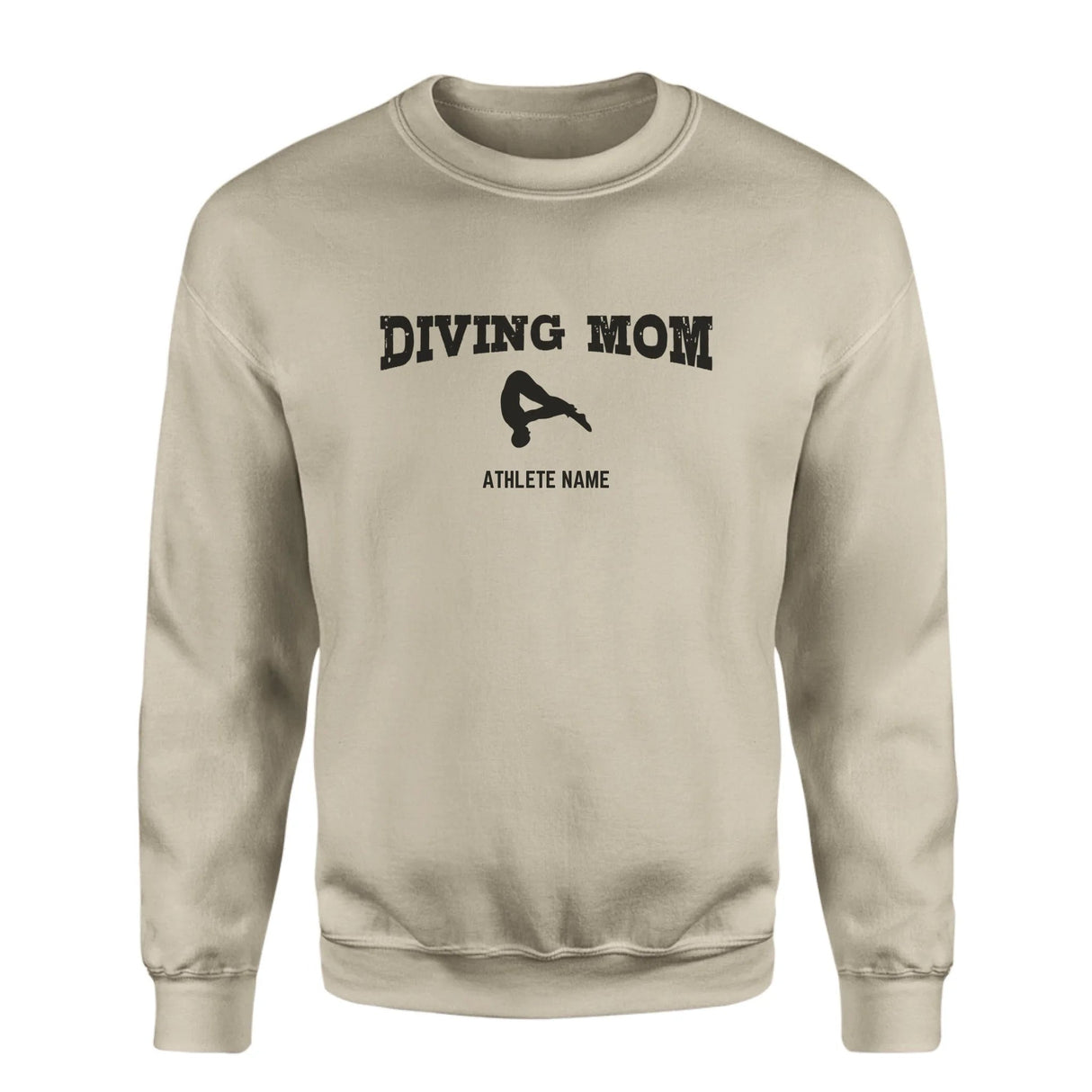 Diving Mom with Diver Icon and Diver Name on a Sweatshirt with a Black Graphic