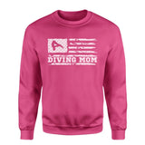Diving Mom Horizontal Flag on a Sweatshirt with a White Graphic