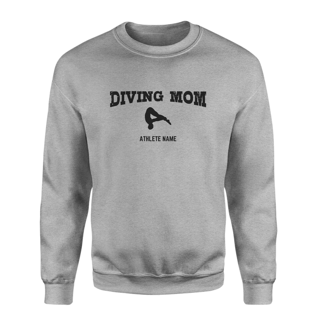 Diving Mom with Diver Icon and Diver Name on a Sweatshirt with a Black Graphic