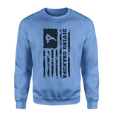 Diving Grandpa Vertical Flag on a Sweatshirt with a Black Graphic