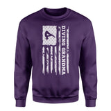 Diving Grandma Vertical Flag on a Sweatshirt with a White Graphic