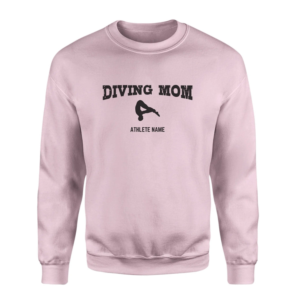 Diving Mom with Diver Icon and Diver Name on a Sweatshirt with a Black Graphic