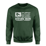 Diving Mom Horizontal Flag on a Sweatshirt with a White Graphic