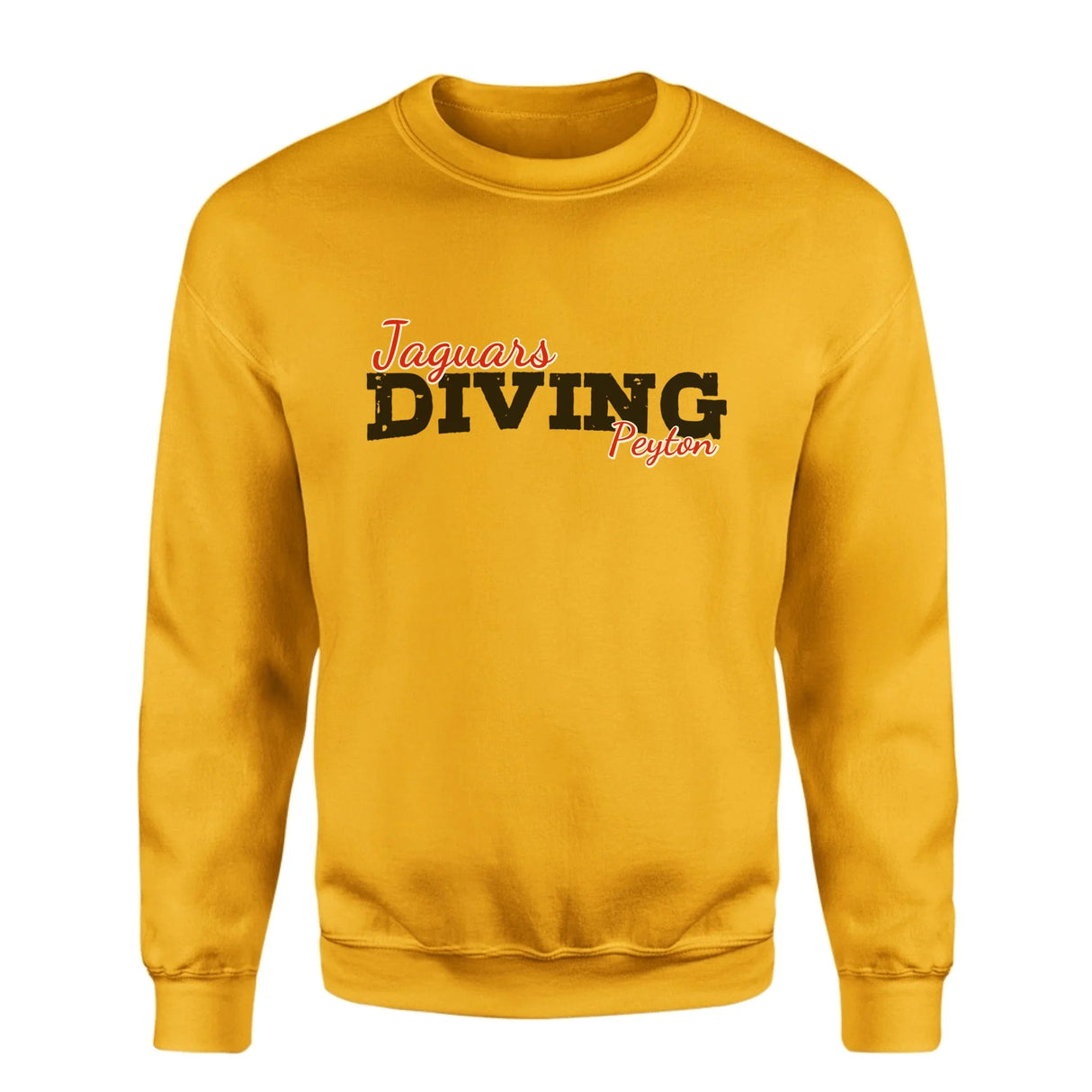 Custom Diving Mascot and Diver Name on a Sweatshirt with a Black Graphic