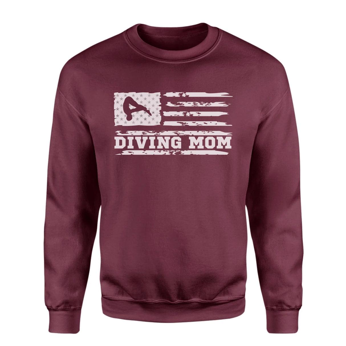 Diving Mom Horizontal Flag on a Sweatshirt with a White Graphic