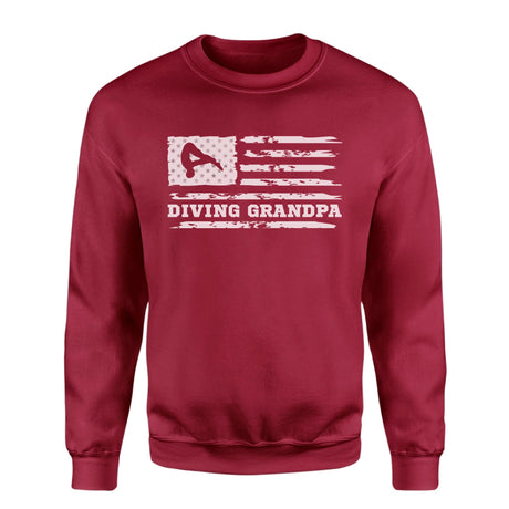 Diving Grandpa Horizontal Flag on a Sweatshirt with a White Graphic