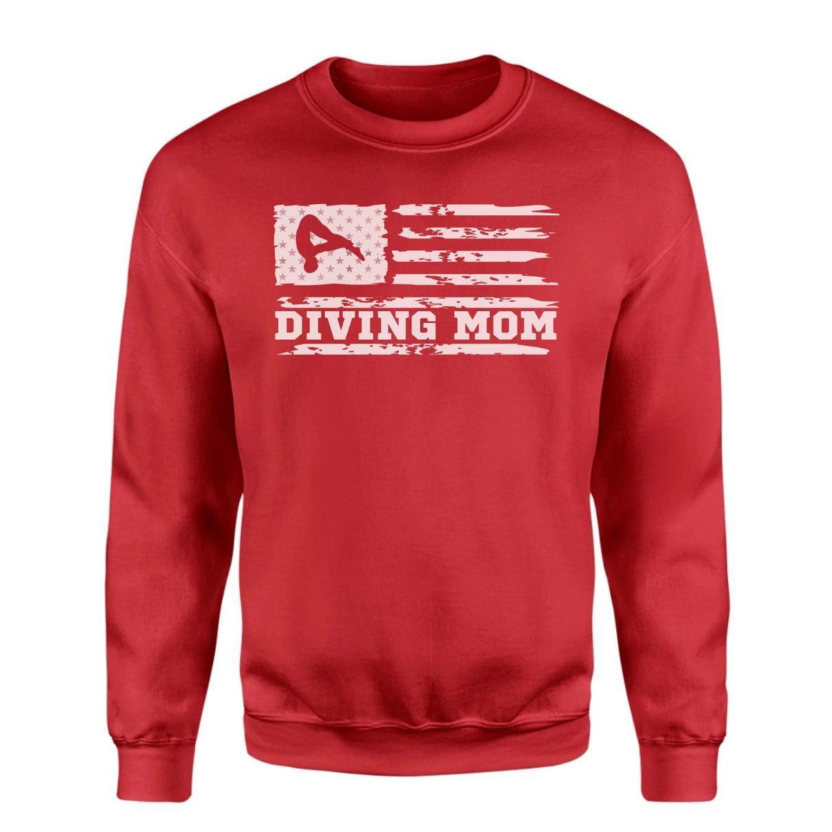 Diving Mom Horizontal Flag on a Sweatshirt with a White Graphic