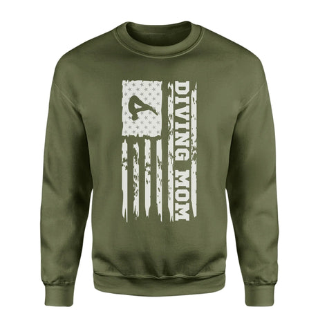 Diving Mom Vertical Flag on a Sweatshirt with a White Graphic