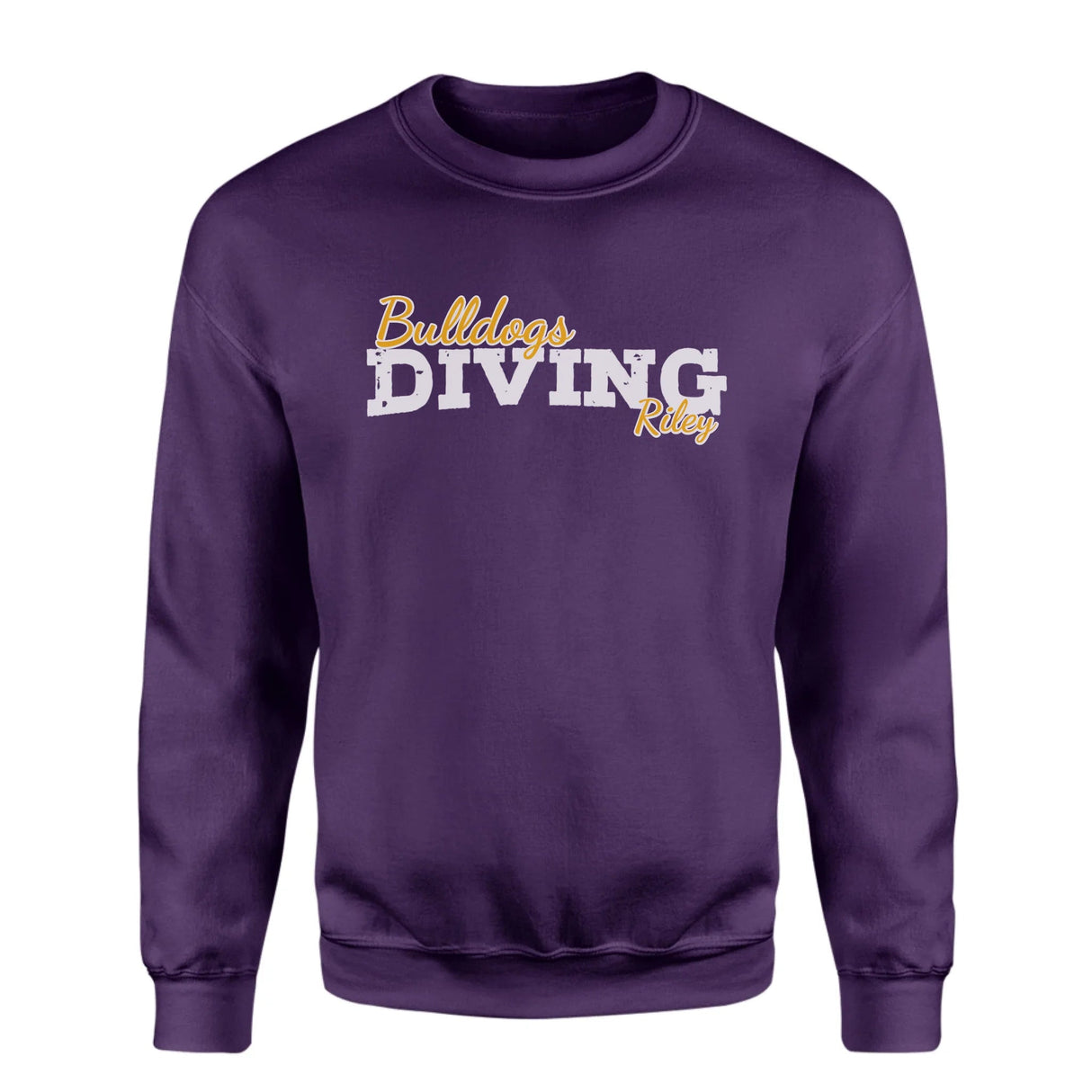 Custom Diving Mascot and Diver Name on a Sweatshirt with a White Graphic